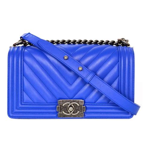 chanel chevron blue|Chanel Chevron boy bag.